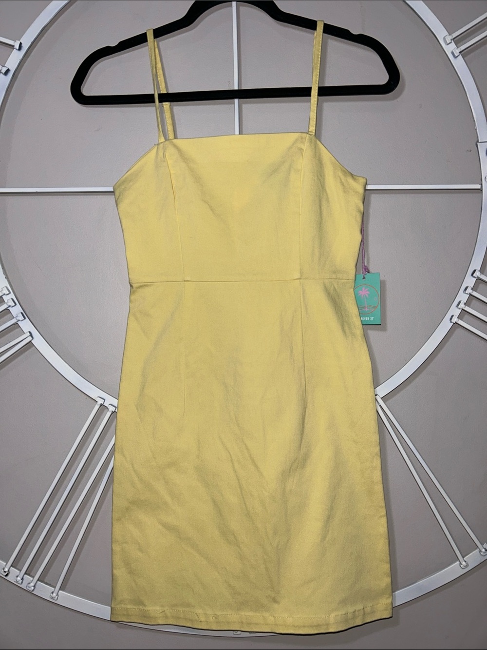 NWT Forever 21 Lemon Yellow Spaghetti-Strap Sheath Dress